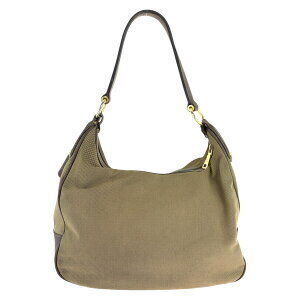 Prada brown canvas leather hobo logo shoulder jacquard bag